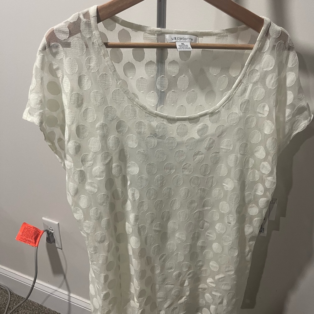 Liz Claiborne Women's White Polka Dot Blouse